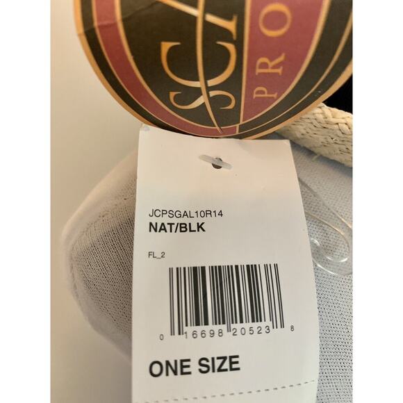 Scala Pronto Black Band Woven Straw Men's Fedora Hat NWT Natural Bow VTG Vacatio - Picture 8 of 10